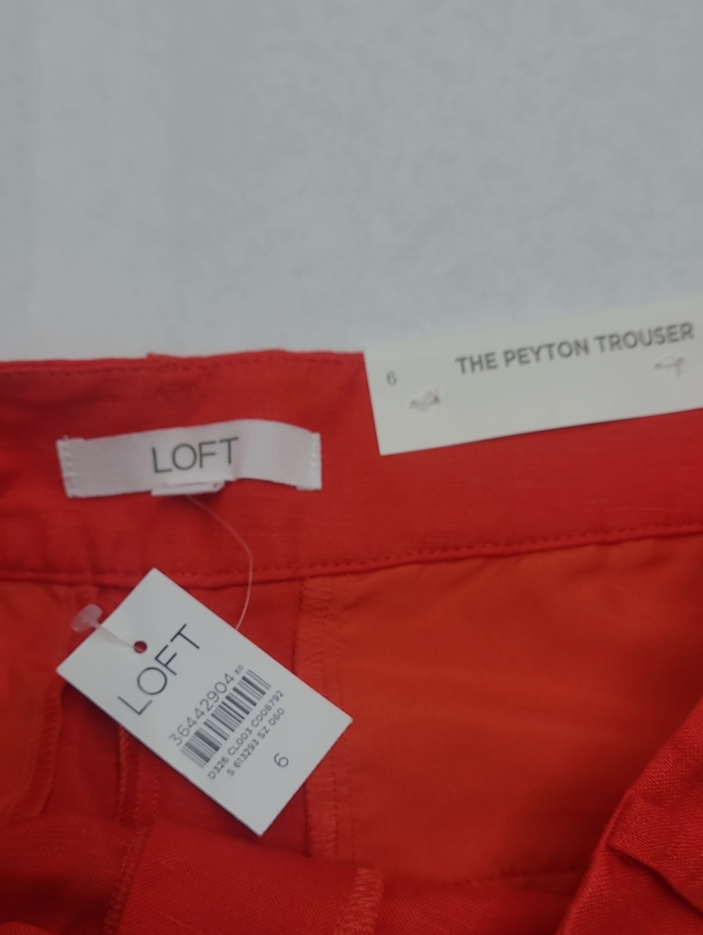 Loft Peyton Trousers Orange/Red Linen Blend Wide-Leg Bottoms Size 6 NWT - Picture 6 of 8
